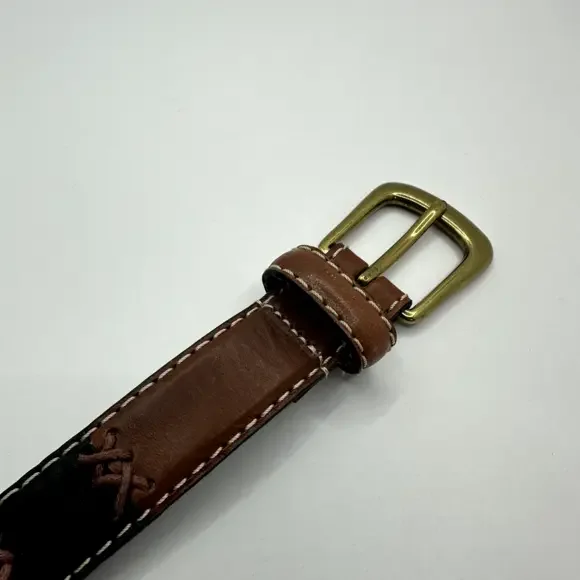 Vintage Relic Womens Belt Patchwork Multicolor Brass Buckle Genuine Leather Med - Picture 7 of 7